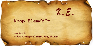 Knop Elemér névjegykártya